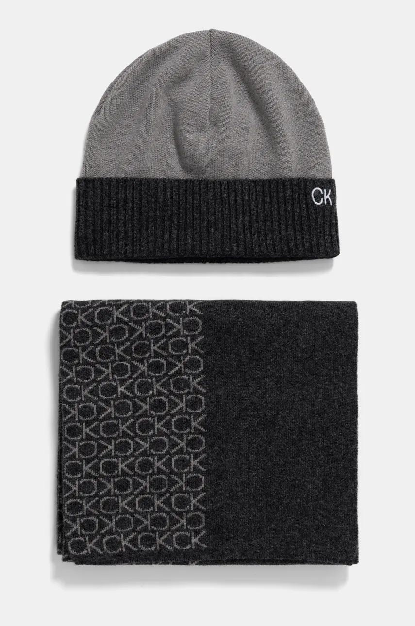 Gs Ck Monogram Beanie + Scarf Seasonal Mono Grey / OS