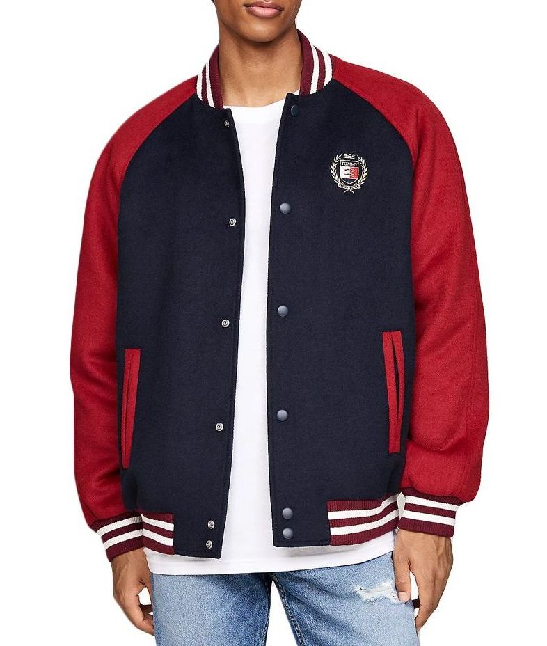 Tjm Wool Blend Crest Bomber Dark Night Navy / Regatta Red / L