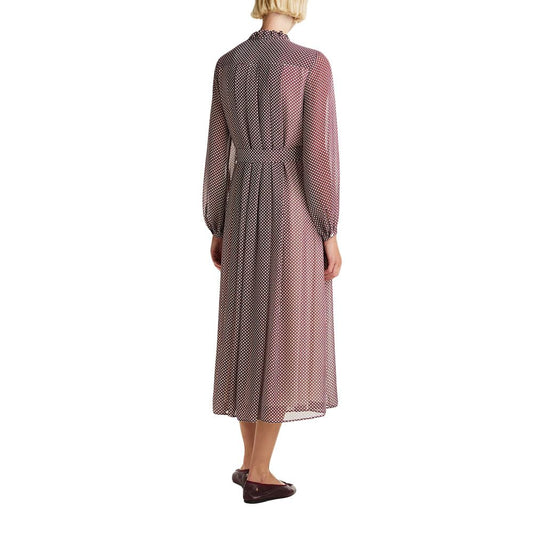 Ruffle Pleat Belted Long Dress Mini Geo Primary Red / 42