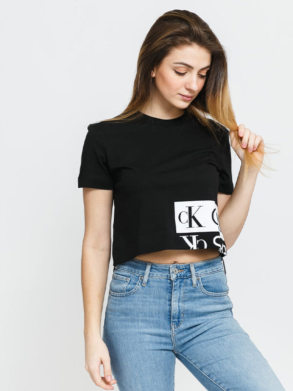 Mirrored Logo Boxy T Ck Black / Bright White / L