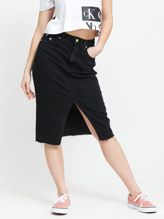 High Rise Midi Skirt Denim Black / NI30