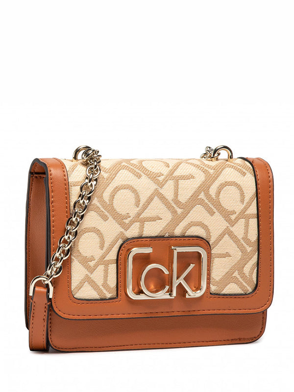 Flap Shoulder Bag Sm Cognac / Birch Signature Jacquard / OS