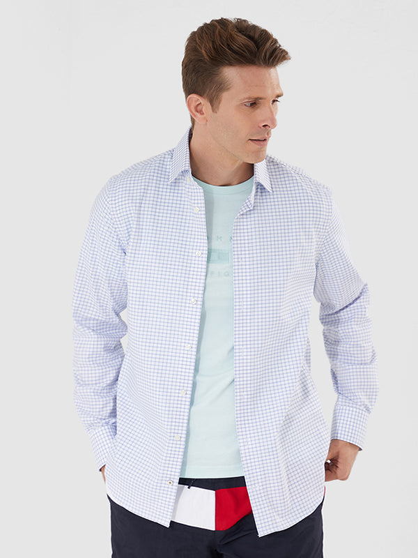 Non Iron Check Reg S Blue/ White/ Grey / R40