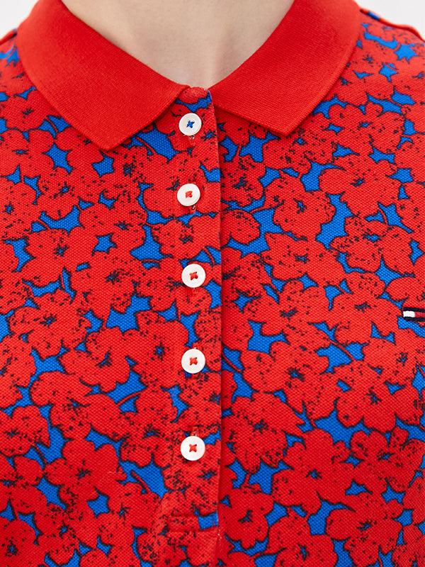 Slim Printed Polo Ss Club House Floral / Fireworks / L