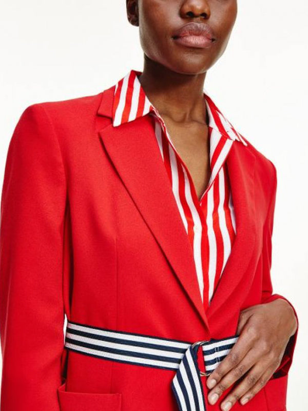 Crepe Belted Blazer Primary Red / 42