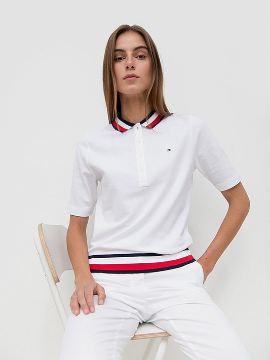 Regular Glb Stp Polo White / L