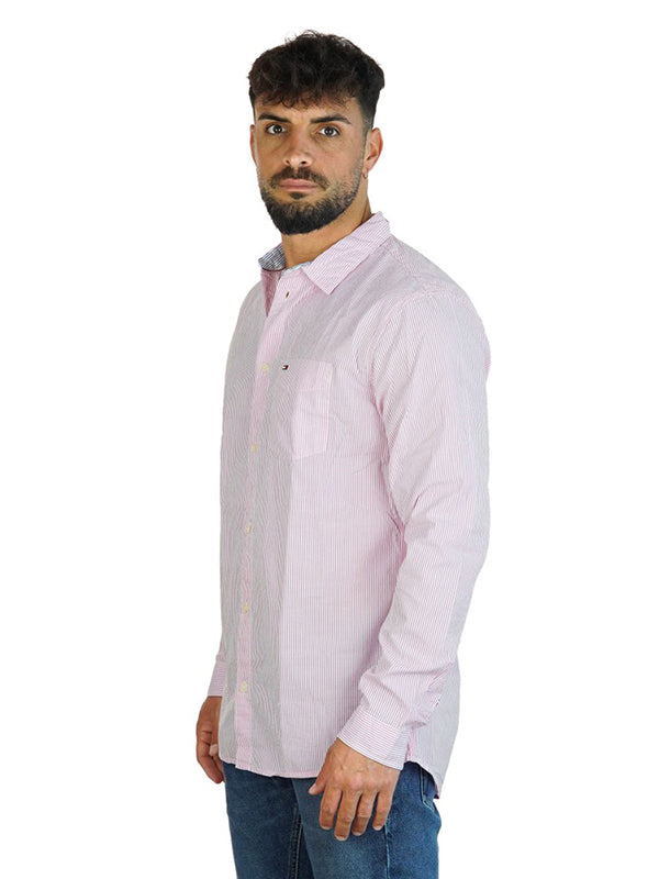 Tjm Seersucker Shirt FLAME SCARLET / CLASSIC WHITE / L