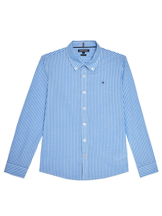 Boys Blue Stripe Shi Shirt Blue / 10