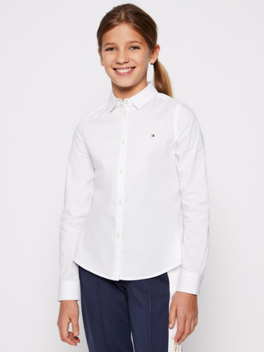 Girls Stretch Poplin Bright White / 10