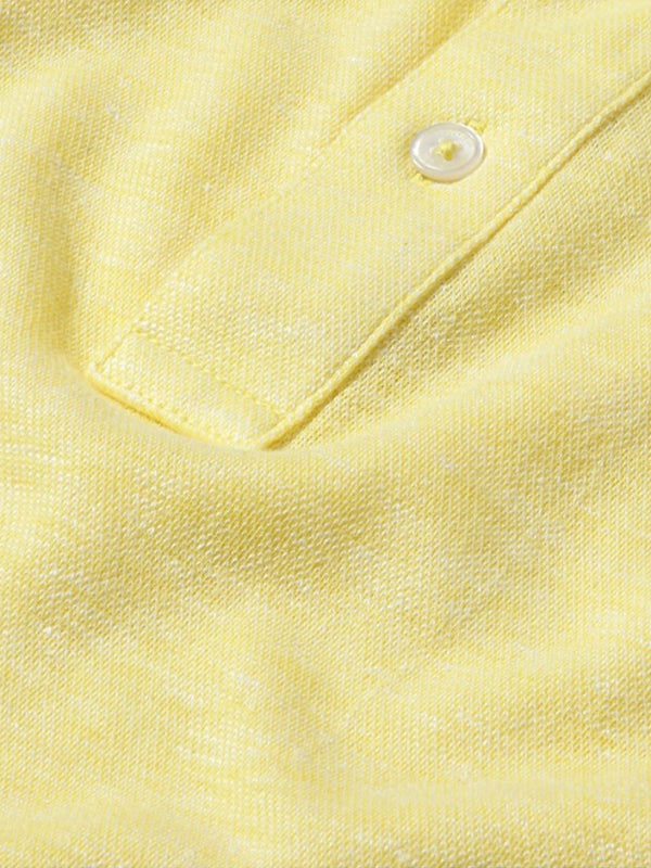 Linen Blend Slim Pol LEMON ZEST / L