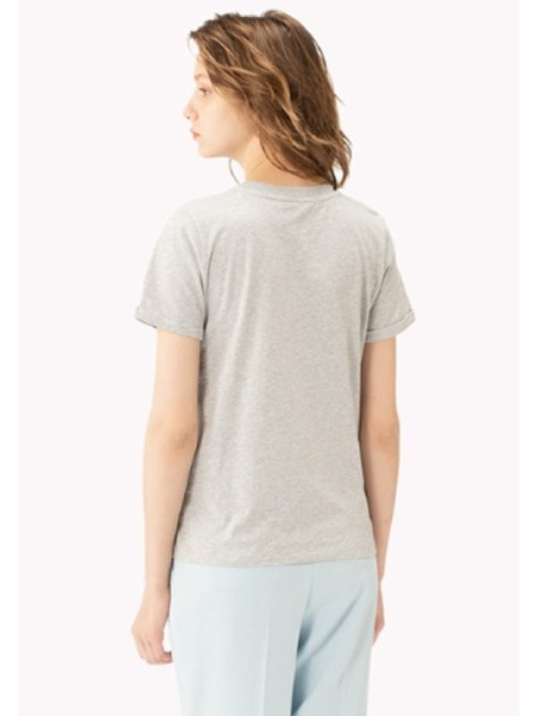 Talita C-Nk Emb Tee LIGHT GREY HTR / L