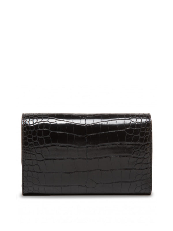 Th Lock Med Flap Wallet Black Croc / OS