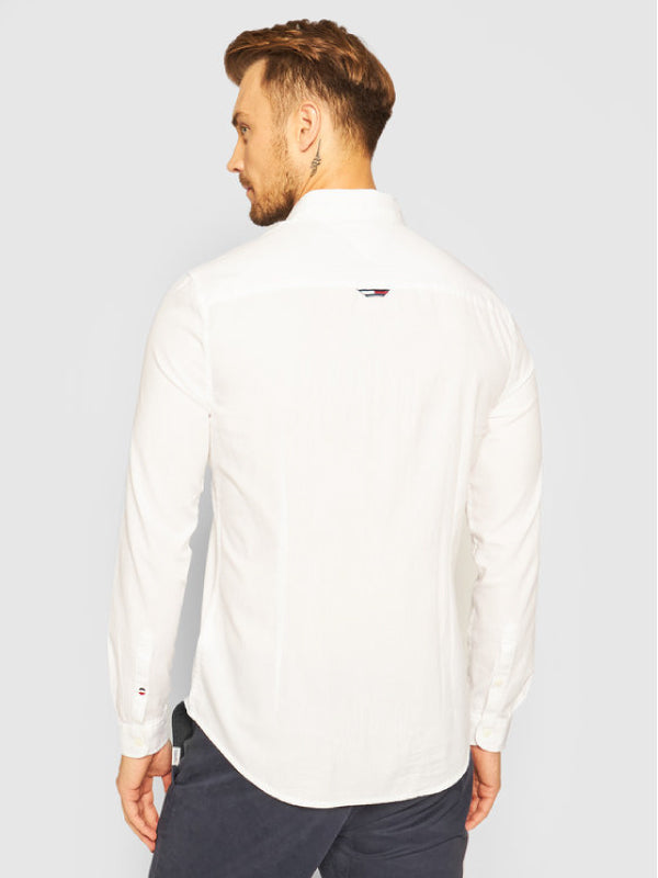 Tjm Textured Stripe Logo Shirt White / L