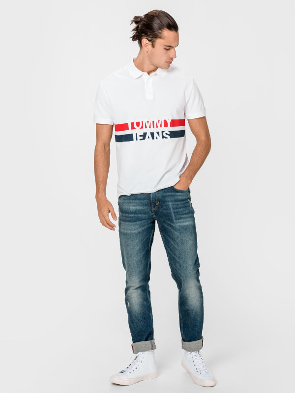 Tjm Block Stripe Polo White / L