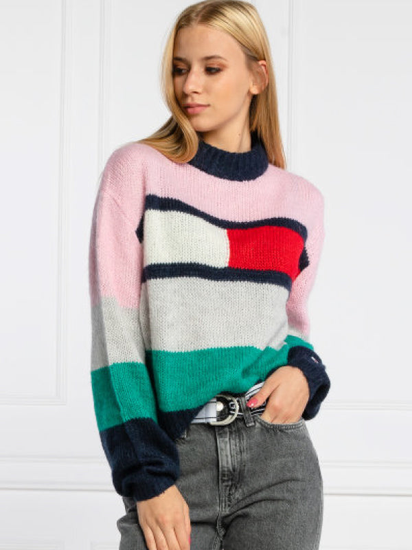 Tjw Bell Sleeve Flag Sweater Romantic Pink / Multi / L