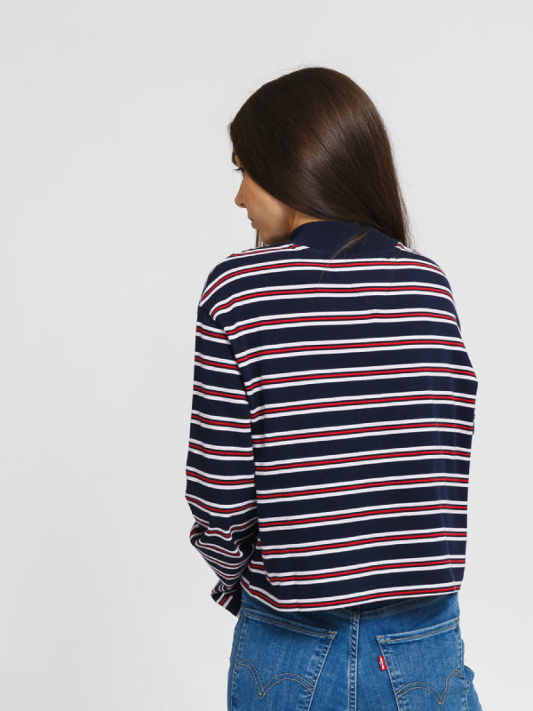 Tjw Striped Hybrid Longsleeve Twilight Navy / Wine Red / L