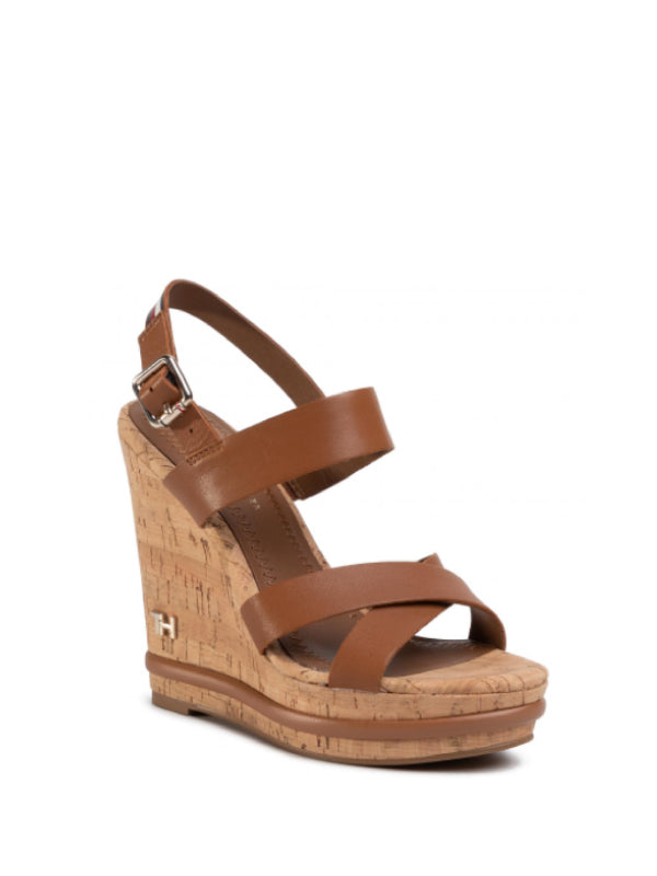 Corporate Leather  Wedge Sandal Summer Cognac / 36