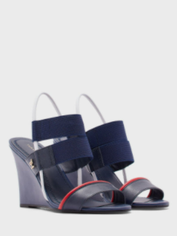 Feminine Elastic Wedge Sandal Sport Navy / 36