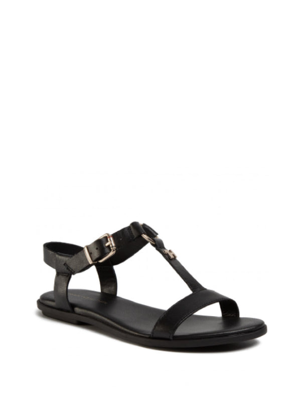 Feminine Leather Flat Sandal Black / 36