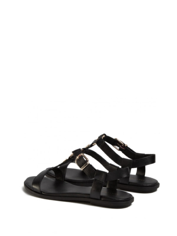 Feminine Leather Flat Sandal Black / 36