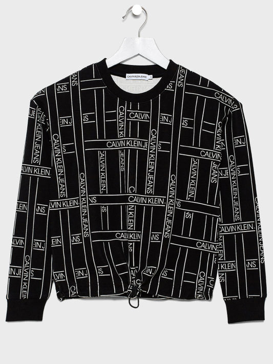 Aop Logo Tape Sweatshirt Crossed Logo AOP CK Black / 10