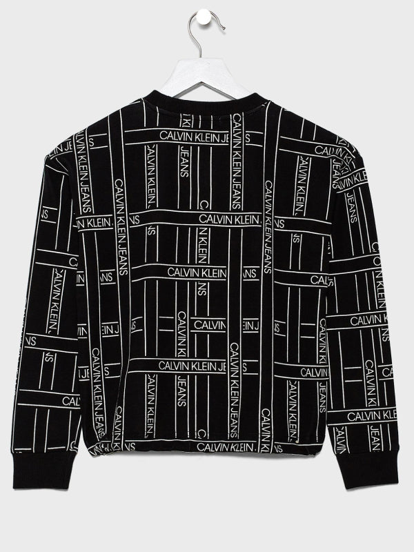 Aop Logo Tape Sweatshirt Crossed Logo AOP CK Black / 10