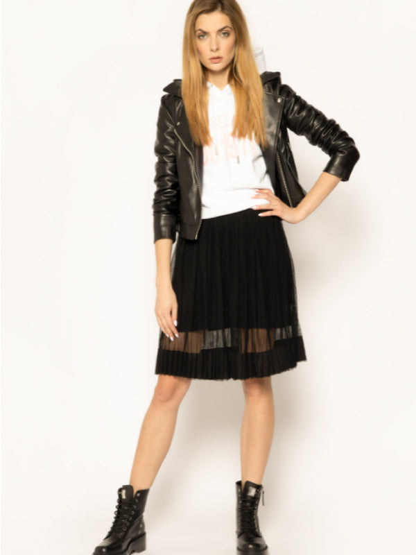 Pleated Mesh Skirt CK Black / L