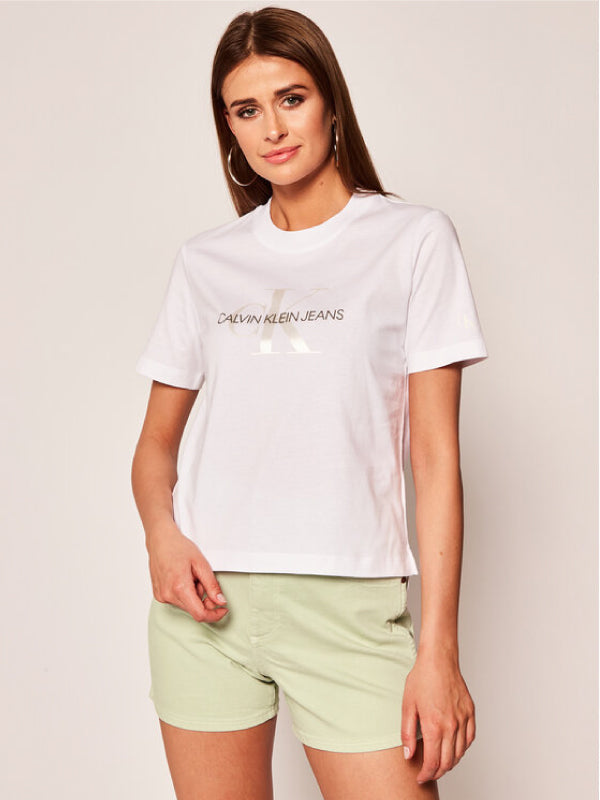 White Monogram Straight Tee Bright White / L