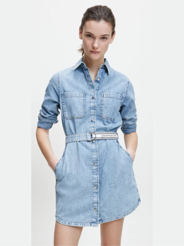 Relaxed Shirt Dress Belt AB078 ICN LIGHT BLUE BELT / L