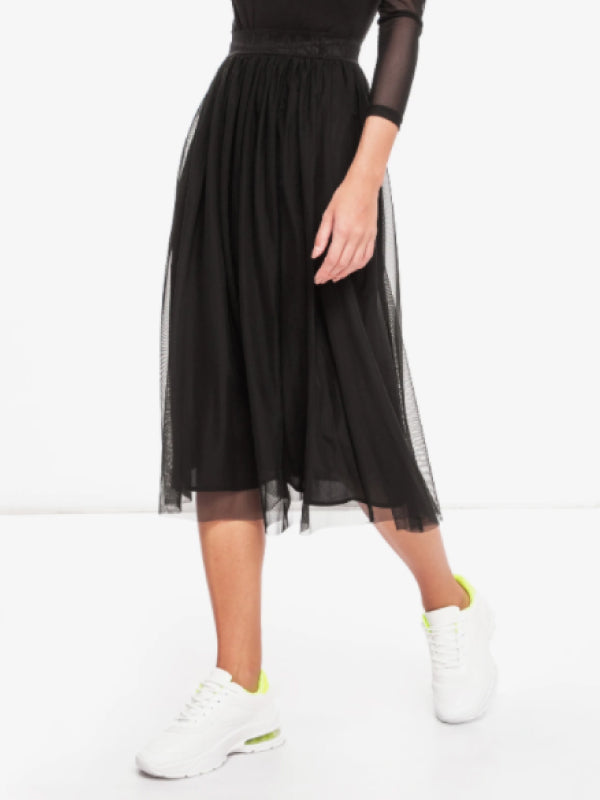 Double Layer Mesh Skirt CK Black / L