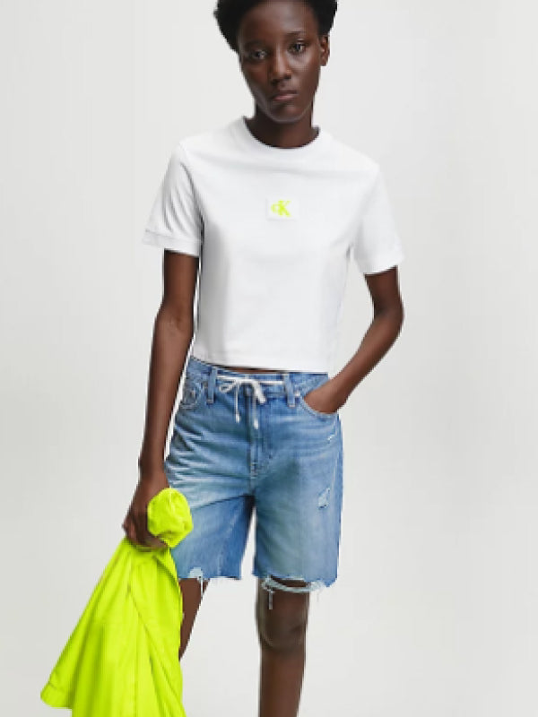 Ck Badge Cropped Tee Bright White / L