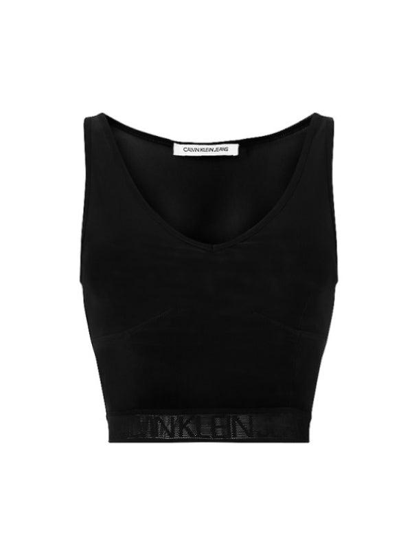 Mesh Logo Tape Cropped Top CK Black / L