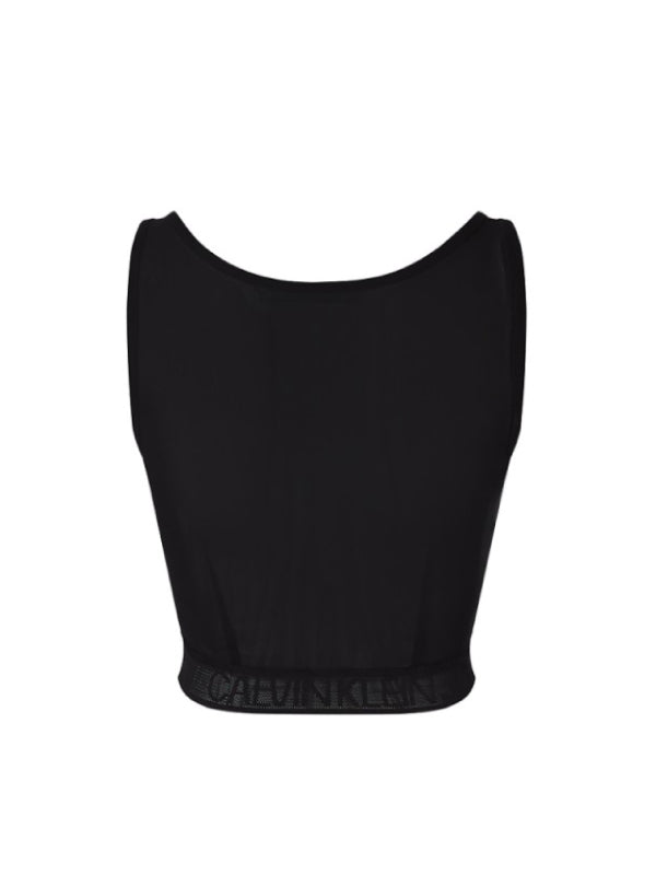 Mesh Logo Tape Cropped Top CK Black / L