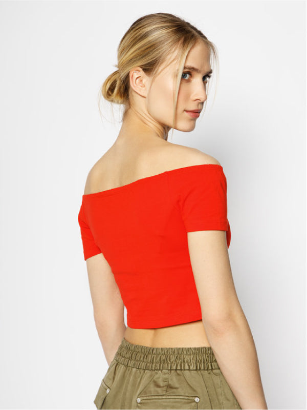 Ss Monogram Logo Bardot Top Fiery Red / L