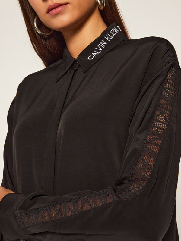 Drapey Shirt With Mesh Tape CK Black / L