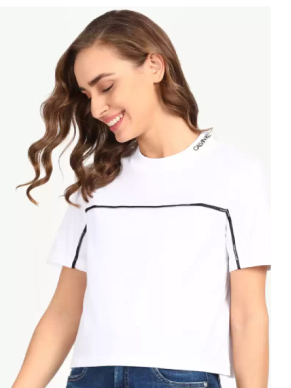 Logo Piping Cropped Tee Bright White / L