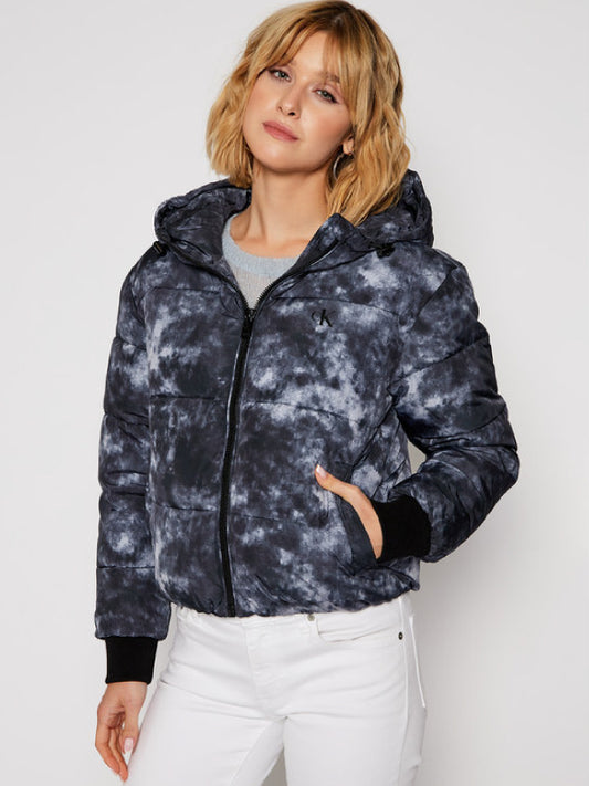 Cloud Print Hooded Puffer Jacket Cloud Print / L