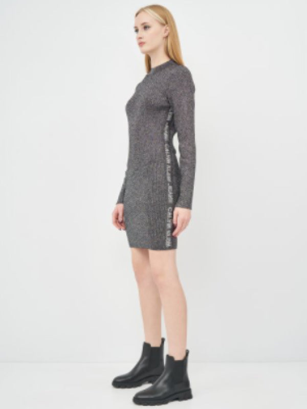 Silver Plaited Mn Sweater Dress Silver / L