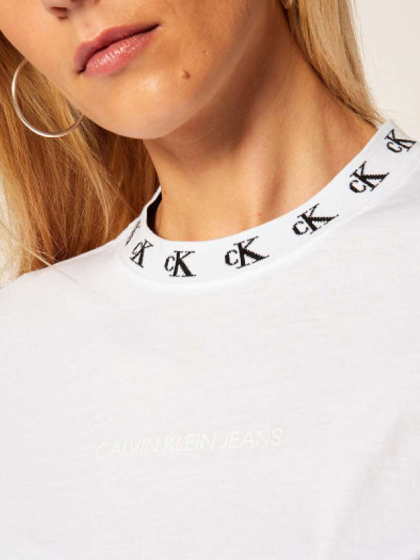 Ck Logo Trim Ls Tee Bright White / L