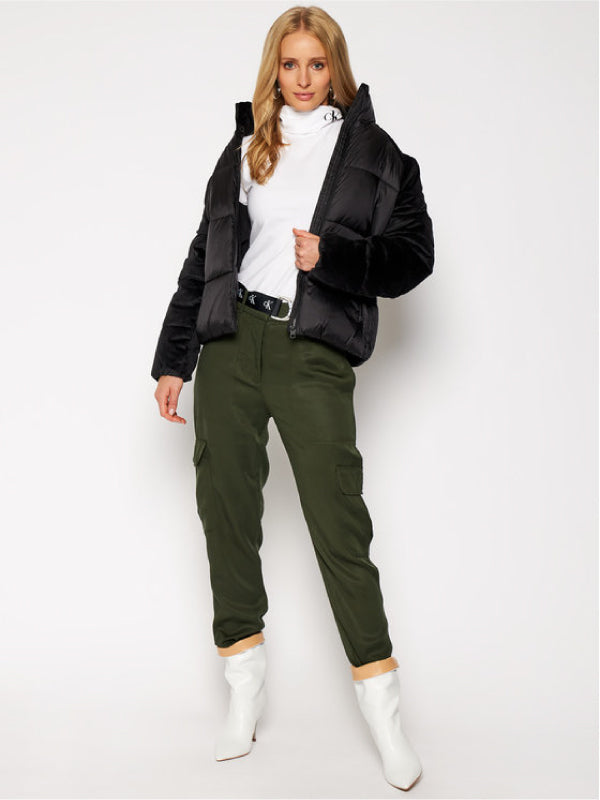 Mixed Media Velvet Puffer CK Black / L