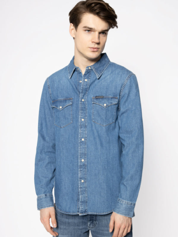 Modern Western Shirt DA042 MID BLUE / L