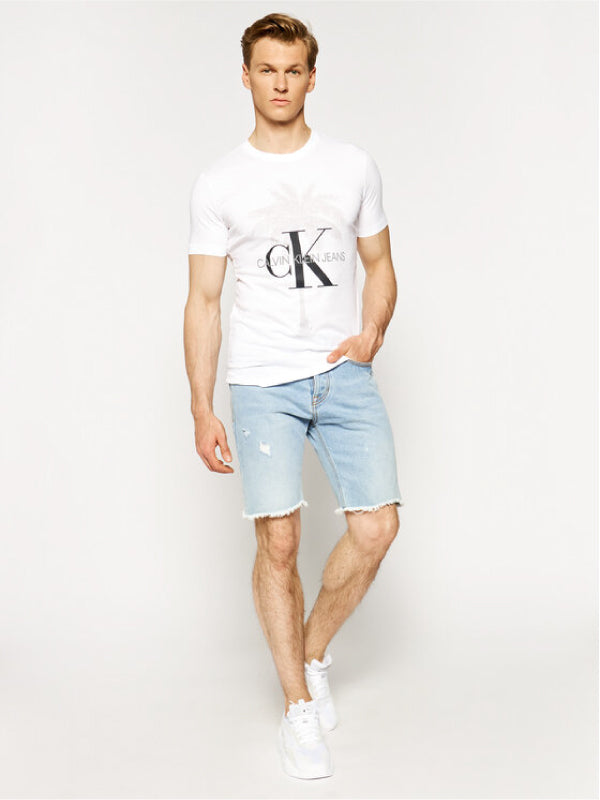 Palm Tree Monogram Slim Tee Bright White / L