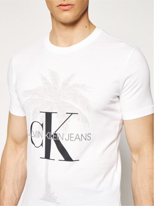 Palm Tree Monogram Slim Tee Bright White / L