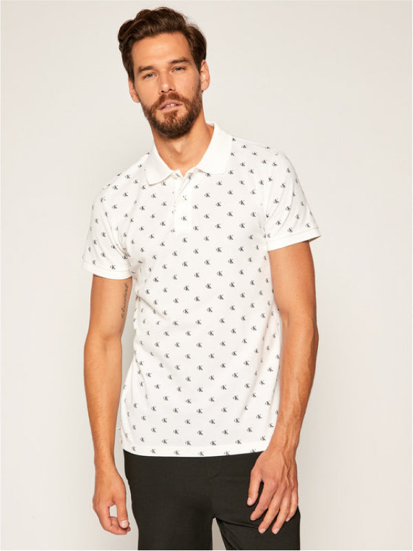 Ck Aop Mini Print Polo Bright White/Black / L