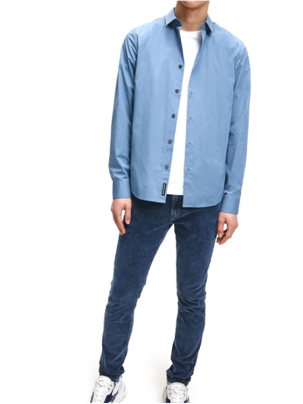 Ck Chest Logo Slim Stretch Shirt Blue Mirage / L