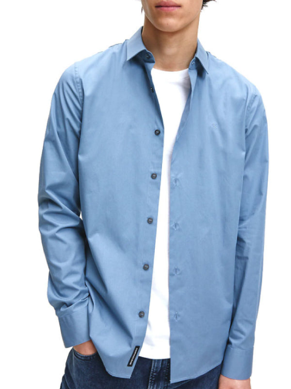 Ck Chest Logo Slim Stretch Shirt Blue Mirage / L