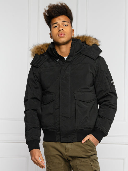 Fur Trimmed Down Jacket CK Black / L