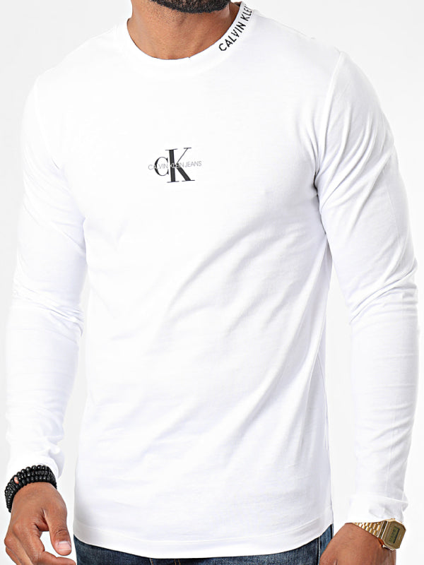 Center Monogram Ls Tee Bright White / L