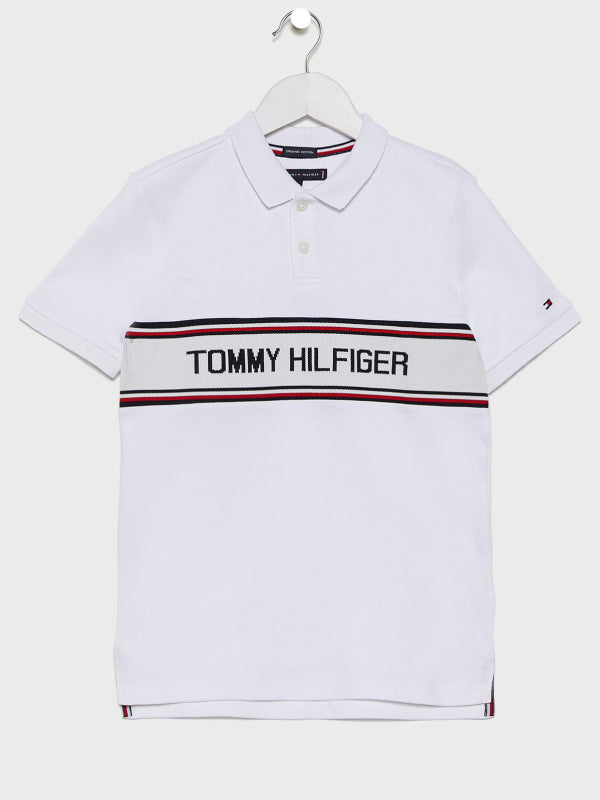 Th Intarsia Chest Polo S/S White / 10