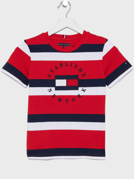 Th Flag Stripe Tee S/S Deep Crimson / Multi / 10